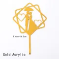 Detail view of gold acrylic couple silhouette cake topper measuring 9.4cm by 14.5cm - Couple Silhouette Style (Gold) / 10 Pcs