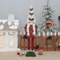Christmas gnome doll in red black plaid with retractable legs stretching to 90cm - T1220659B-90cm Large Retractable Braids Style