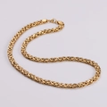 Detailed view of the luxury gold stainless steel Byzantine chain link design - Gold