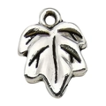 Silver leaf alloy charm with top loop for DIY jewelry making on white background - Plant Leaf Style (11230)