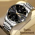 Men's business watch with black dial, silver stainless steel strap and golden markers - Silver Band Black Dial