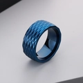 Anillo de hombre 10mm de acero inoxidable con facetas de diamante en azul zafiro - US 8 / Azul (KR100914-GC)