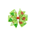 Christmas hair bow clip in green ribbed ribbon with festive red snowflake prints - Green Glove Heart Style (6)