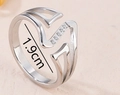 Zilveren gelaagde open ring met geometrisch ontwerp en diamanten, diameter van 1,9 cm - US 6 / Zilver