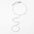 Silver stainless steel star finger bracelet featuring a minimalist five-pointed star design - Star Hand Chain Silver (PB035)