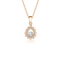 Elegant rose gold waterdrop necklace with S925 silver D-color moissanite and diamond halo - Lace-edged Teardrop (fddz-006) / Rose Gold