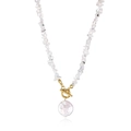 Detail of baroque pearl pendant and irregular gemstone beads with golden OT clasp - Clear