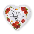 White heart-shaped foil balloon with Happy Valentine's Day text and rose floral patterns - 18 Inch Heart Happy Valentine's Day B1261