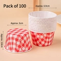 Pack of 100 red and white checkered muffin liners for party cupcake decoration - Red Checkered Cupcake Liners (100 Pcs)