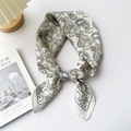 Chic paisley pattern silk scarf in beige with hand-drawn sun and star graphic print - Beige Sun Butterfly Paisley