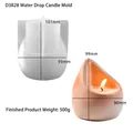 Vue macro du moule en silicone goutte et bougie finie avec des surfaces à facettes biaisées - D3828-Moule à Bougie en Forme de Goutte