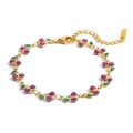 18K gold-plated stainless steel cherry bracelet with purple glitter and green enamel charm - Orange Cherry (Gold-4)