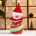 Gestrickter Weihnachtsbeutel mit 3D-Plüschschneemann und dekorativem Schneeflockenmuster - Gestrickte Apfeltasche Typ B [Schneemann]