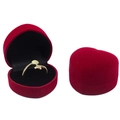 Red heart-shaped flocked jewelry box with black interior and gold butterfly ring - Black / Medium Heart Single Ring / Red