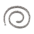 Collana a catena bizantina in acciaio inossidabile color argento con chiusura a moschettone - 7mm*45cm(KN117552-Z)