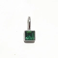 Silver square pendant featuring a vibrant green square-cut birthstone gemstone - Silver - May