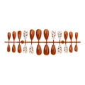 Set di 24 unghie finte a mandorla color arancio autunnale con motivi di foglie - B1-13694 Arancione Caramello Foglia di Acero In Striscia