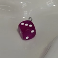 Translucent purple dice keychain with a metal ring and white dots for bag accessories - Purple Translucent Dice Pendant (PY049-Z)
