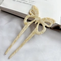 Elegant cream marble acetate butterfly U-shaped hair pin for modern minimalist styles - Creamy Floral