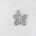Silver butterfly charm pendant with embossed wings and top loop for DIY jewelry - Butterfly / Steel