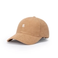 Casquette de baseball en velours côtelé marron avec lettre R brodée et visière courbée - Réglable / Khaki