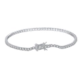 Classic S925 sterling silver tennis bracelet with single row of white round zircon - 2MM Tennis Chain/White Zircon/Platinum Plated/16.5CM