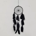Handmade dreamcatcher with black goose feathers, woven net, and matching beads décor - MS6021F Black 16CM