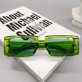 Lunettes de soleil rectangulaires style Y2K avec monture vert fluo transparent tendance - Vert Transparent