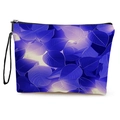 Beauty case con motivi a foglie blu e viola e pratico cinturino da polso nero - Foglie venate blu e viola (Stile 2)