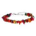 Colorful natural gemstone chip bracelet with silver lobster clasp and extension chain - Multi-color