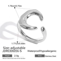 Silver abstract open ring in hypoallergenic stainless steel, lightweight 2.0g design - Abstract Shape Open Ring (JDR0306056-S) / Inner Diameter 1.78
