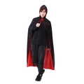 Mantello di Halloween con cappuccio bicolore nero e rosso per cosplay da vampiro - 90cm / Nero/Rosso (Con cappuccio)