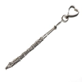 Silver stainless steel heart keychain with a unique metallic mesh fringe pendant - Single Metal Mesh Pendant + Heart Keychain