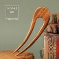 Épingle à cheveux en bois de santal vert en U avec grain naturel, 14,5x4,3cm vintage - Grosse Tête Double Broche Courbe Santal Vert 【14.5*4.3cm】