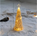 Golden 24cm glass Christmas tree with glowing warm lights and star topper - Bubble Texture Glowing Style (Style C)