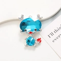 Grazioso ciondolo a forma di drago blu cielo con cristalli e base in lega di zinco - Base Argento Blu