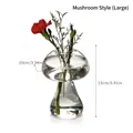 Grote paddestoelvormige transparante glazen bloemenvaas 15 cm hoog en 10 cm breed - Platte Paddestoel (Groot)