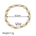 Bohemian pearl bead bracelet with golden accents and a white star charm, 4.5cm inner diameter - JZB1093-wjx-Pearl Star Charm