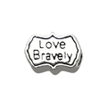 Silver alloy bead charm with Love Bravely engraving for DIY jewelry making - Love Bravely Tag 11x8mm