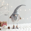 Pluche kerstkabouter van 45cm met grijs gestipte muts en baard van imitatiebont - Staande Kabouter (Grijze Polka Dot Muts) / 45cm