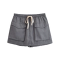Grijze utility minirok voor dames met elastische trekkoord taille en grote cargozakken - XS / Rok