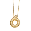 Collier doré avec pendentif lettre O serti de cristaux et chaîne maille vénitienne - Lettre O