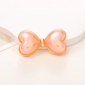Macro di accessorio a fiocco cuore pesca cangiante con bordo in metallo dorato per DIY - Fiocco a cuore abbagliante (Arancione)
