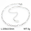 Silver stainless steel square link anklet with lobster clasp and S.Steel tag detail - Silver Thin Oval Chain (KJ3738-Z)
