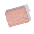 Porte-cartes en similicuir rose avec motif crocodile élégant et fermeture éclair - Rose