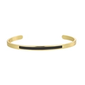 Minimalist adjustable open gold cuff bracelet with sleek black enamel inlay - Gold/Black