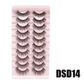 Set of 10 pairs of dense natural curly false eyelashes in model DSD14 with pink tray - DSD14 (Pink)