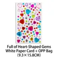 Colorful heart and round acrylic crystal stickers for DIY crafts, 9.3x15.8cm size - Starry Heart Shape (White Plain Card)