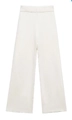 Pantalones de punto de canalé blancos de pierna ancha para mujer con cintura alta y textura - S / Pantalones Blancos