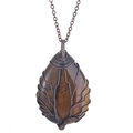 Tiger eye teardrop tree of life pendant with antique bronze wire wrapping design - Tiger Eye Bronze